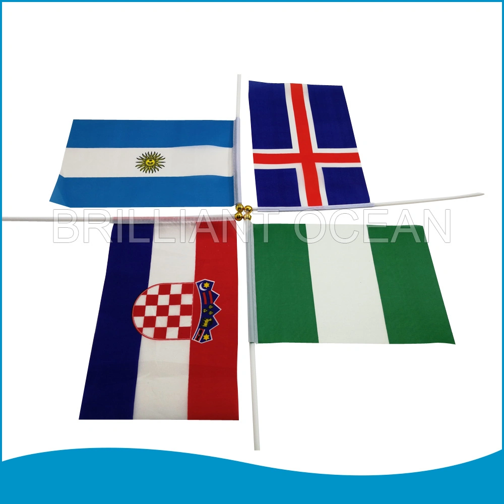 New Small Hand Waving National Flag 14*21cm Polyester Flag