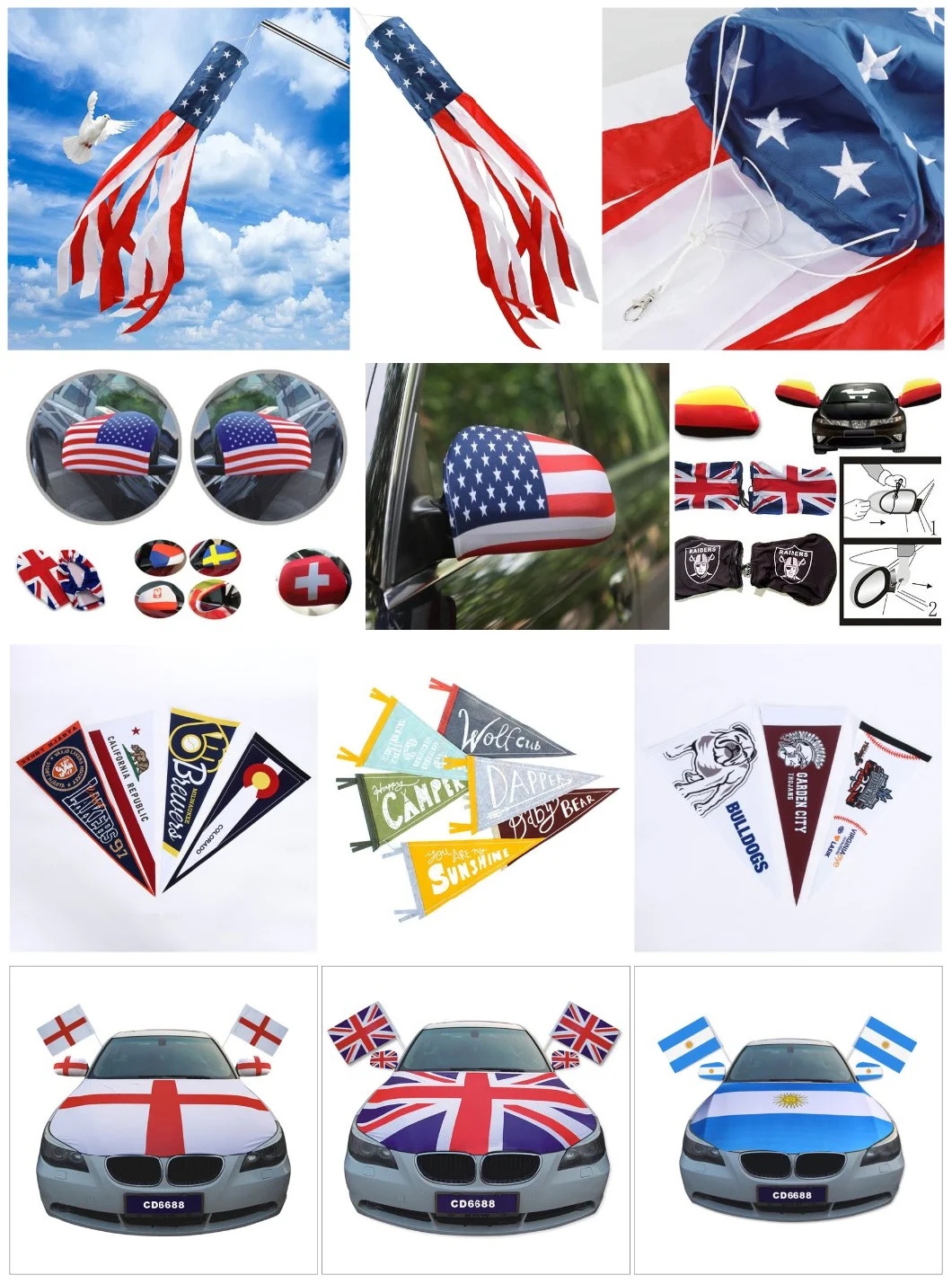 Print Your Own Logo Design Custom National Advertising Polyester Hand Flag